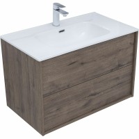Тумба под раковину Aquanet Lino 80 Flat 287543 подвесная Дуб веллингтон МДФ / ЛДСП