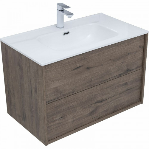 Тумба под раковину Aquanet Lino 80 Flat 287543 подвесная Дуб веллингтон МДФ / ЛДСП