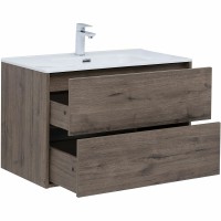 Тумба под раковину Aquanet Lino 80 Flat 287543 подвесная Дуб веллингтон МДФ / ЛДСП