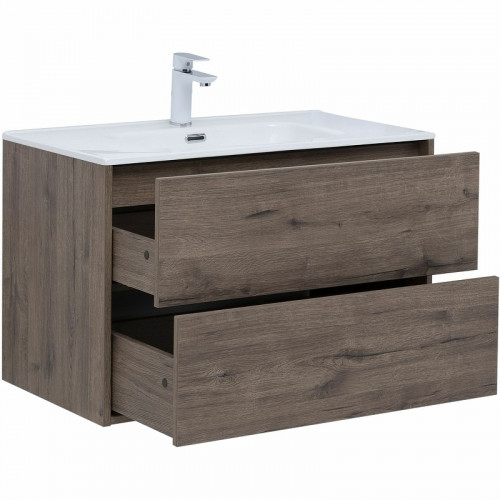 Тумба под раковину Aquanet Lino 80 Flat 287543 подвесная Дуб веллингтон МДФ / ЛДСП
