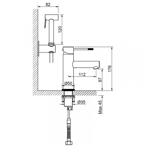 Смеситель для раковины Timo Saona 2360/18G с гигиеническим душем Черное золото