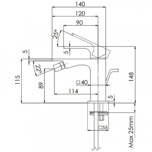 Смеситель для биде Remer Absolute AU20NP Никель брашированный латунь