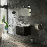 Тумба под раковину Kerasan Waldorf 74 925631 подвесная Nero matt массив дерева