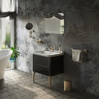 Тумба под раковину Kerasan Waldorf 74 925631 подвесная Nero matt массив дерева
