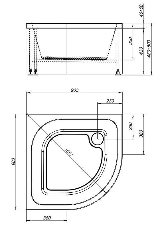 Акриловый поддон для душа Aquanet Optimal 90х90 293357 цвет Белый