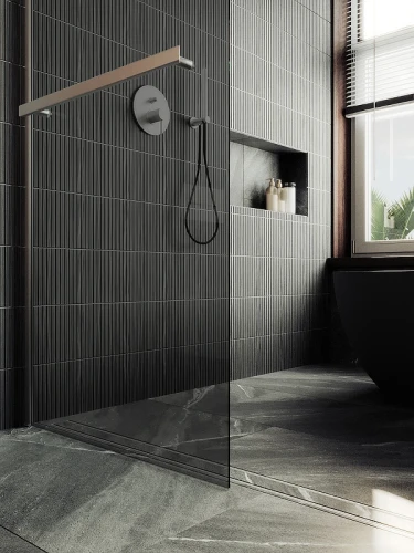 Душевая перегородка Maybah Glass MGD-735-5ш 890x1950 в широком профиле Хром матовый стекло графитовое