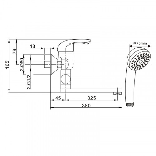 Смеситель для ванны WesnaArt Prof PRO18-320 универсальный цвет Хром