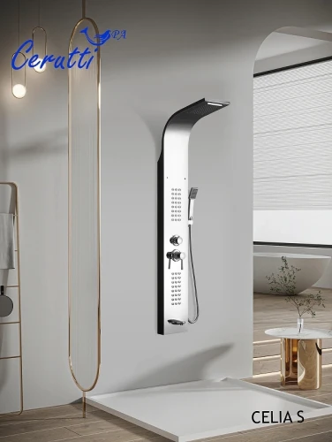 Душевая панель Ceruttispa Celia S CT10403 с гидромассажем Хром нержавеющая сталь на стену