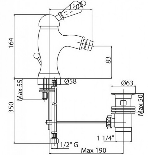 Смеситель для биде Cezares Vintage VINTAGE-BSM1-02-Sw Бронза латунь