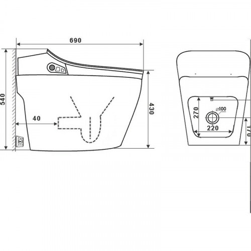 Унитаз биде Timo TE-721 приставной Белый с Микролифтом фаянс приставной