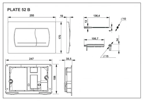 Кнопка смыва для инсталляции Roca In-Wall 52B 78901150B1 цвет Хром глянец