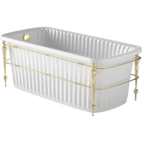 Ванна из искусственного камня Migliore Olivia Console 174x80 24377 панель Белая консоль Золото