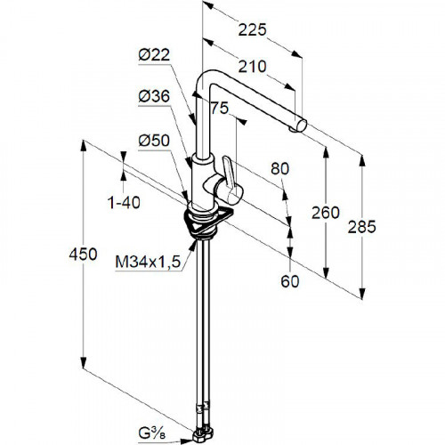 Смеситель для кухни Kludi L-ine S 408033975 Черный матовый латунь