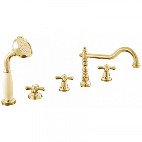 Смеситель на борт ванны Rav Slezak Morava retro MK164.5PZ Золото латунь