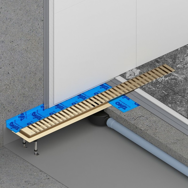 Душевой лоток Timo Drain System 90 DS230109/17 с решеткой Золото матовое
