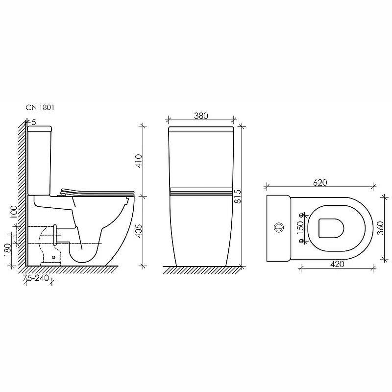 Унитаз компакт Ceramicanova Mia Rimless CN1801-B без бачка и с сиденьем Микролифт фаянс напольный