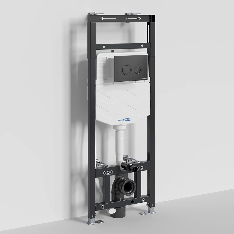 Инсталляция WasserKRAFT Alme 15TLT.010.ME.MB01 для унитаза с Черной матовой клавишей смыва нержавеющая сталь