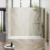 Шторка для ванны Maybah Glass MGV-782-2 700х1400 поворотная на монопетле с полотенцедержателем Бронза стекло прозрачное