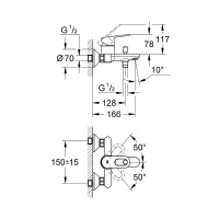 Смеситель для ванны Grohe BauLoop 23341000 Хром латунь на стену