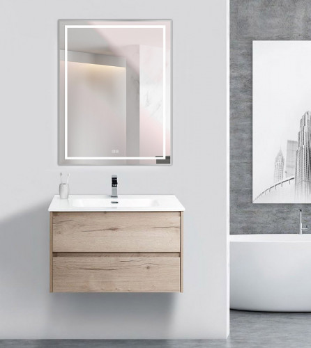 Зеркало BelBagno Kraft 70 SPC-KRAFT-700-900-LED-TCH-WARM с подсветкой Сатин с сенсорным выключателем и подогревом стекло