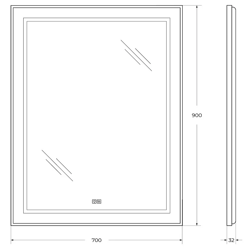 Зеркало BelBagno Kraft 70 SPC-KRAFT-700-900-LED-TCH-WARM с подсветкой Сатин с сенсорным выключателем и подогревом стекло