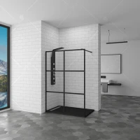 Душевая перегородка RGW Walk In WA-11-B 90 профиль Черный стекло прозрачное