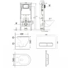 Комплект унитаза с инсталляцией Orange CI07-150W+APB200 с сиденьем Микролифт и клавишей смыва Хром глянцевый фарфор подвесной