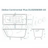 Чугунная ванна Delice Continental Plus 170x75 DLR230635R-AS с отверстиями под ручки с антискользящим покрытием