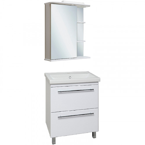 Зеркальный шкаф Runo Магнолия 60 L 00000000030 с подсветкой Белый МДФ / ЛДСП, стекло