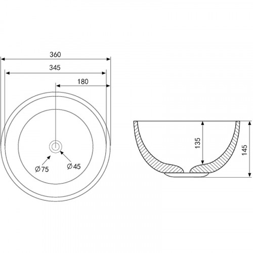 Раковина-чаша Abber Bequem 36 AC2105MB Черная матовая накладная