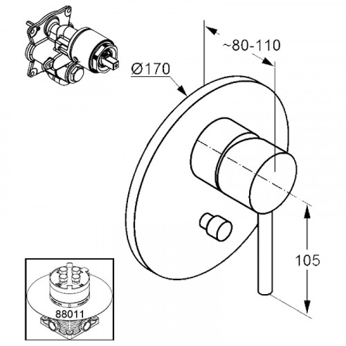 Смеситель для душа Kludi Bozz 386500576 Хром латунь встраиваемый