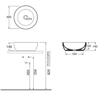 Раковина-чаша Azzurra Elegance Circle 40 ELLA040140C0BI/(ECI40 bi)*0 Белая