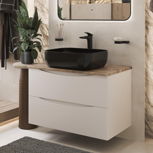 Тумба с раковиной Bond Cube 80 T09805-S61508 подвесная цвет Белый матовый