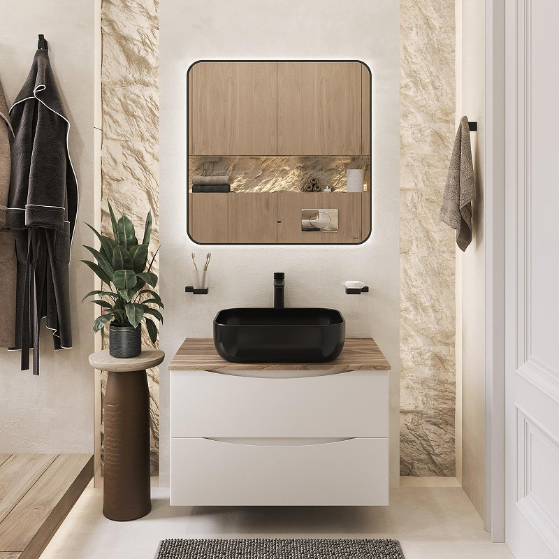 Тумба с раковиной Bond Cube 80 T09805-S61508 подвесная цвет Белый матовый