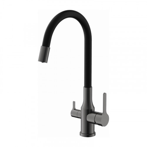 Смеситель для кухни Belz B76814-3 цвет Оружейная сталь Черный