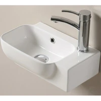 Раковина CeramaLux 40 78580L Белая глянцевая фаянс подвесная
