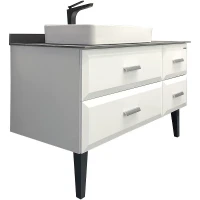 Тумба с раковиной Comforty Империя 120 00-00013788 Белая глянцевая Графит МДФ / ЛДСП