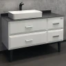Тумба с раковиной Comforty Империя 120 00-00013788 Белая глянцевая Графит МДФ / ЛДСП