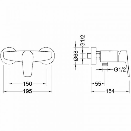 Смеситель для душа Aquatek Бетта AQ1160MB Черный матовый латунь на стену