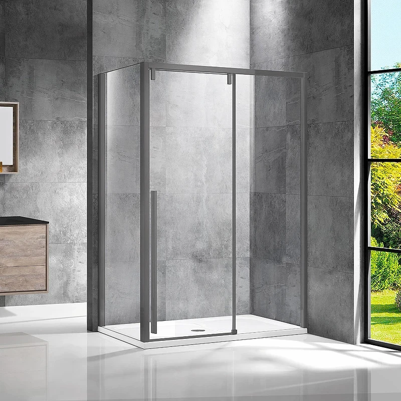 Душевой уголок Vincea Lugano 120x90 VSR-1L9012CLGM-1 профиль Вороненая сталь стекло прозрачное