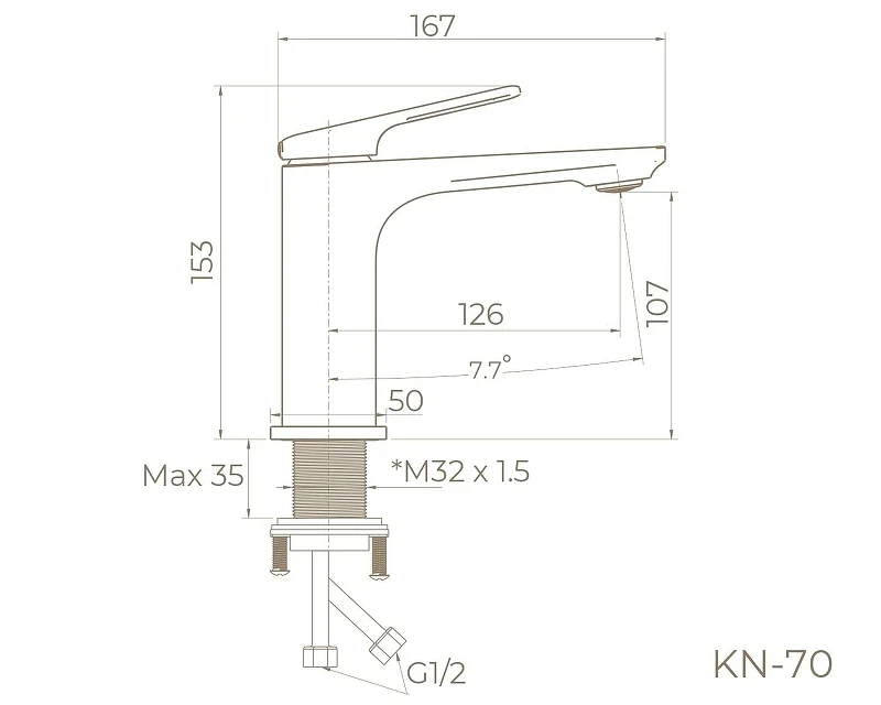 Смеситель для раковины Knotlor Vigor KN-70/BL цвет Черный матовый