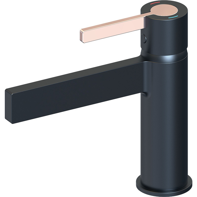 Смеситель для раковины beWash Incanto BVMM1BS238 Черный матовый Розовое золото латунь