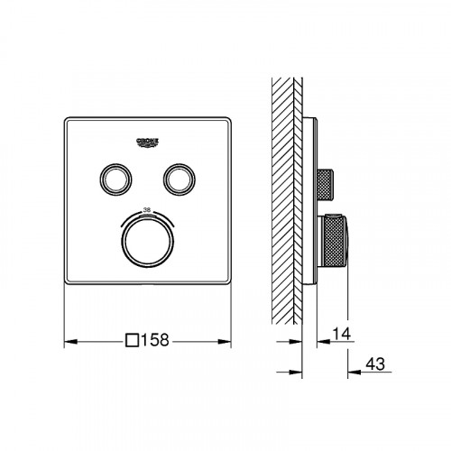 Смеситель для душа Grohe Grohtherm SmartControl 29156LS0 с термостатом Белая луна латунь встраиваемый