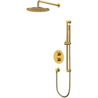 Душевая система Whitecross Y brushed gold YSET09GLB с термостатом Брашированное золото латунь встраиваемый