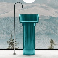 Раковина Abber Kristall 45 AT2702Aquamarin Бирюзовая полиэфирная смола напольный