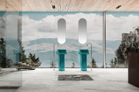 Раковина Abber Kristall 45 AT2702Aquamarin Бирюзовая полиэфирная смола напольный