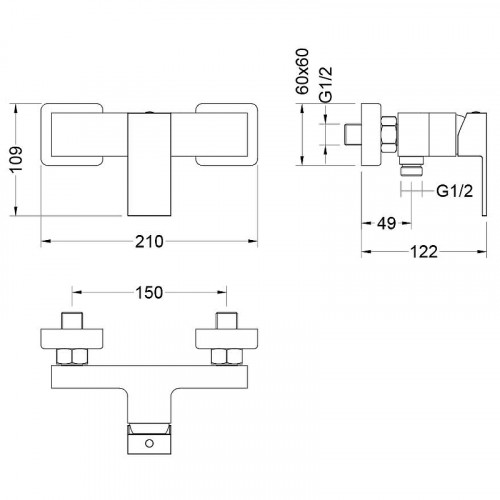 Смеситель для душа Aquatek Либра AQ1632MB Черный матовый латунь на стену