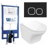 Комплект унитаза с инсталляцией WeltWasser BAMBERG 545 + ODENBACH 004 GL-WT + BAMBERG BL 10000012927 цвет Белый глянцевый с сиденьем Микролифт и клавишей смыва цвет Черный