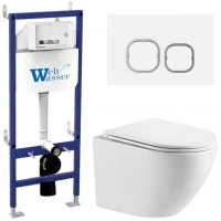 Комплект унитаза с инсталляцией WeltWasser BAMBERG 460 + MERZBACH 043 MT-WT + BAMBERG WT 10000013620 цвет Белый матовый с сиденьем Микролифт и клавишей смыва цвет Белый