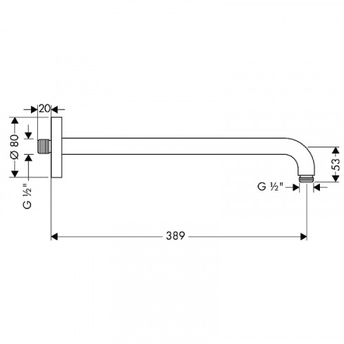 Кронштейн для верхнего душа Hansgrohe 27413990 Полированное золото латунь на стену